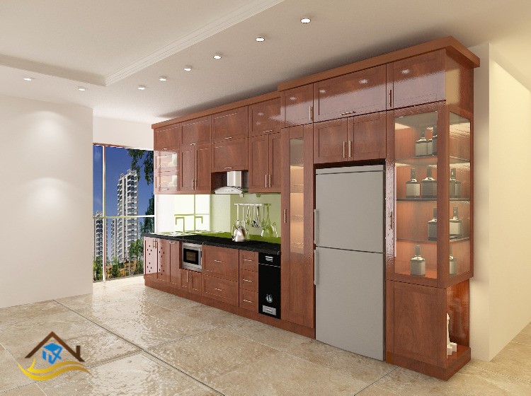 TỦ BẾP GỖ XOAN ĐÀO - NC1